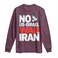No US Israel War On Iran Long Sleeve Shirt Anti War Peace Dove