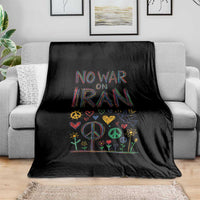 No War On Iran Colorful Peace Graphic Throw Blanket Retro Anti War Protest