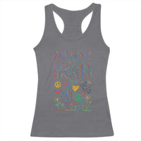 No War On Iran Colorful Peace Graphic Racerback Tank Top Retro Anti War Protest
