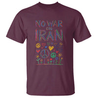 No War On Iran Colorful Peace Graphic T Shirt Retro Anti War Protest