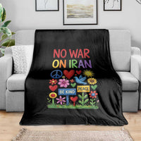 No War On Iran Colorful Peace Protest Throw Blanket Anti War Activist Statement