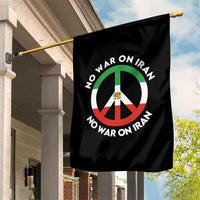 No War On Iran Peace Symbol Garden Flag Iranian Lion Emblem Anti War Protest