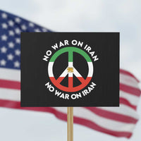 No War On Iran Peace Symbol Protest Sign Iranian Lion Emblem Anti War Protest