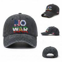 No War USA Israel Iran Flags Washed Cotton Baseball Cap Anti War Protest Political Statement