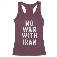 No War With Iran Racerback Tank Top Anti War Peace Protest Iranian People