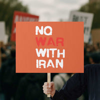 No War With Iran Protest Sign Anti War Peace Activist Protest Iranian People