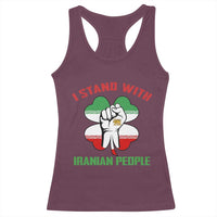 I Stand With Iranian People Freedom Supporters Racerback Tank Top Raised Fist Persian Flag Iran Revolution