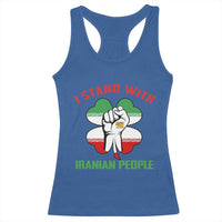 I Stand With Iranian People Freedom Supporters Racerback Tank Top Raised Fist Persian Flag Iran Revolution