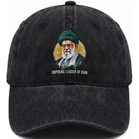 Supreme Leader Of Iran Graphic Portrait Washed Cotton Baseball Cap Iranian Political Figure