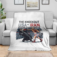 Sarcastic USA vs Iran Knockout Boxing Championship Throw Blanket Funny Political Satire Fight Night