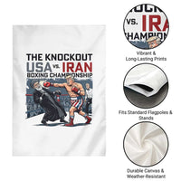 Sarcastic USA vs Iran Knockout Boxing Championship Garden Flag Funny Political Satire Fight Night