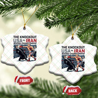 Sarcastic USA vs Iran Knockout Boxing Championship Ceramic Ornament Funny Political Satire Fight Night
