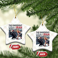 Sarcastic USA vs Iran Knockout Boxing Championship Ceramic Ornament Funny Political Satire Fight Night