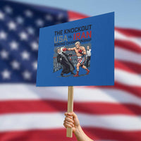 Sarcastic USA vs Iran Knockout Boxing Championship Protest Sign Funny Political Satire Fight Night