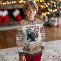 Sarcastic USA vs Iran Knockout Boxing Championship Ugly Christmas Sweater Funny Political Satire Fight Night
