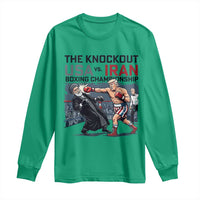 Sarcastic USA vs Iran Knockout Boxing Championship Long Sleeve Shirt Funny Political Satire Fight Night
