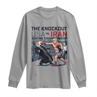 Sarcastic USA vs Iran Knockout Boxing Championship Long Sleeve Shirt Funny Political Satire Fight Night