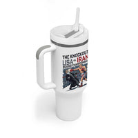Sarcastic USA vs Iran Knockout Boxing Championship Tumbler With Handle Funny Political Satire Fight Night
