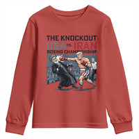 Sarcastic USA vs Iran Knockout Boxing Championship Youth Sweatshirt Funny Political Satire Fight Night