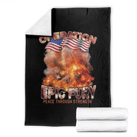 Operation Epic Fury Peace Through Strength Throw Blanket Patriotic Explosion America Power