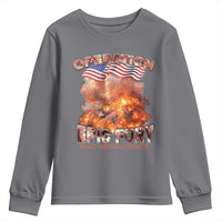 Operation Epic Fury Peace Through Strength Youth Sweatshirt Patriotic Explosion America Power