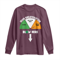 Irish Breathalyzer Blow Here Funny Drinking Gauge Long Sleeve Shirt St Patricks Day Party Offensive Adult Humor