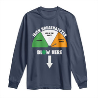 Irish Breathalyzer Blow Here Funny Drinking Gauge Long Sleeve Shirt St Patricks Day Party Offensive Adult Humor