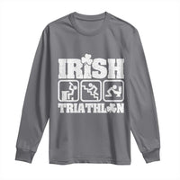 Irish Triathlon Funny Drinking Challenge Long Sleeve Shirt St Patricks Day Beer Party Humor
