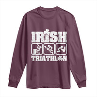 Irish Triathlon Funny Drinking Challenge Long Sleeve Shirt St Patricks Day Beer Party Humor