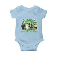 Funny St Patricks Day Chicken Shamrock Baby Onesie Feelin Clucky Hen Lucky Clover Pun Irish Humor