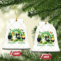 Funny St Patricks Day Chicken Shamrock Ceramic Ornament Feelin Clucky Hen Lucky Clover Pun Irish Humor