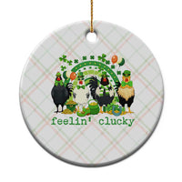 Funny St Patricks Day Chicken Shamrock Ceramic Ornament Feelin Clucky Hen Lucky Clover Pun Irish Humor