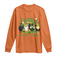 Funny St Patricks Day Chicken Shamrock Long Sleeve Shirt Feelin Clucky Hen Lucky Clover Pun Irish Humor