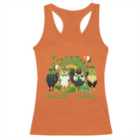 Funny St Patricks Day Chicken Shamrock Racerback Tank Top Feelin Clucky Hen Lucky Clover Pun Irish Humor
