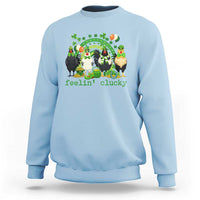Funny St Patricks Day Chicken Shamrock Sweatshirt Feelin Clucky Hen Lucky Clover Pun Irish Humor