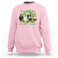 Funny St Patricks Day Chicken Shamrock Sweatshirt Feelin Clucky Hen Lucky Clover Pun Irish Humor