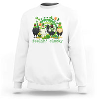 Funny St Patricks Day Chicken Shamrock Sweatshirt Feelin Clucky Hen Lucky Clover Pun Irish Humor