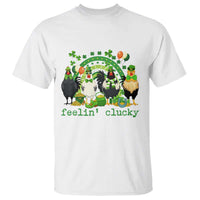 Funny St Patricks Day Chicken Shamrock T Shirt Feelin Clucky Hen Lucky Clover Pun Irish Humor