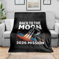 Back to the Moon 2026 Mission Throw Blanket Retro Rocket Launch Lunar Orbit Space Enthusiasts