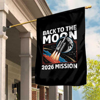 Back to the Moon 2026 Mission Garden Flag Retro Rocket Launch Lunar Orbit Space Enthusiasts