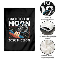 Back to the Moon 2026 Mission Garden Flag Retro Rocket Launch Lunar Orbit Space Enthusiasts