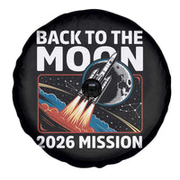 Back to the Moon 2026 Mission Spare Tire Cover Retro Rocket Launch Lunar Orbit Space Enthusiasts