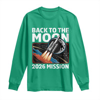 Back to the Moon 2026 Mission Long Sleeve Shirt Retro Rocket Launch Lunar Orbit Space Enthusiasts