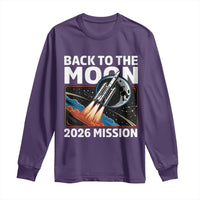 Back to the Moon 2026 Mission Long Sleeve Shirt Retro Rocket Launch Lunar Orbit Space Enthusiasts
