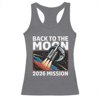 Back to the Moon 2026 Mission Racerback Tank Top Retro Rocket Launch Lunar Orbit Space Enthusiasts