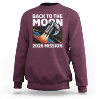 Back to the Moon 2026 Mission Sweatshirt Retro Rocket Launch Lunar Orbit Space Enthusiasts
