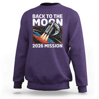 Back to the Moon 2026 Mission Sweatshirt Retro Rocket Launch Lunar Orbit Space Enthusiasts