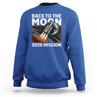 Back to the Moon 2026 Mission Sweatshirt Retro Rocket Launch Lunar Orbit Space Enthusiasts