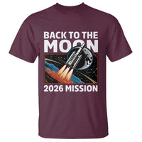 Back to the Moon 2026 Mission T Shirt Retro Rocket Launch Lunar Orbit Space Enthusiasts