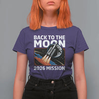 Back to the Moon 2026 Mission T Shirt For Women Retro Rocket Launch Lunar Orbit Space Enthusiasts
